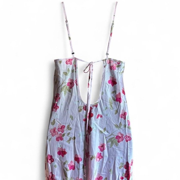 Y2K vintage silky satiny slip dress - floral pink - Picture 7 of 8